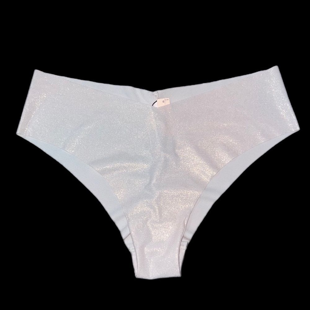 Victorias Secret Pink Supersoft No Show metallic Cheeky panty pale pink XLarge